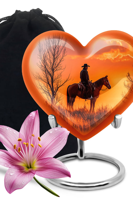 Cowboy Burial Urns For Ashes - Orange Memorial Urns For Pet Ashes