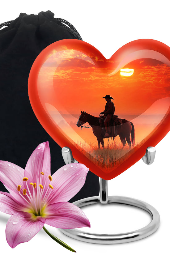 Horserider Funeral Urns - Beautiful Sunrise Container For Human Ashes