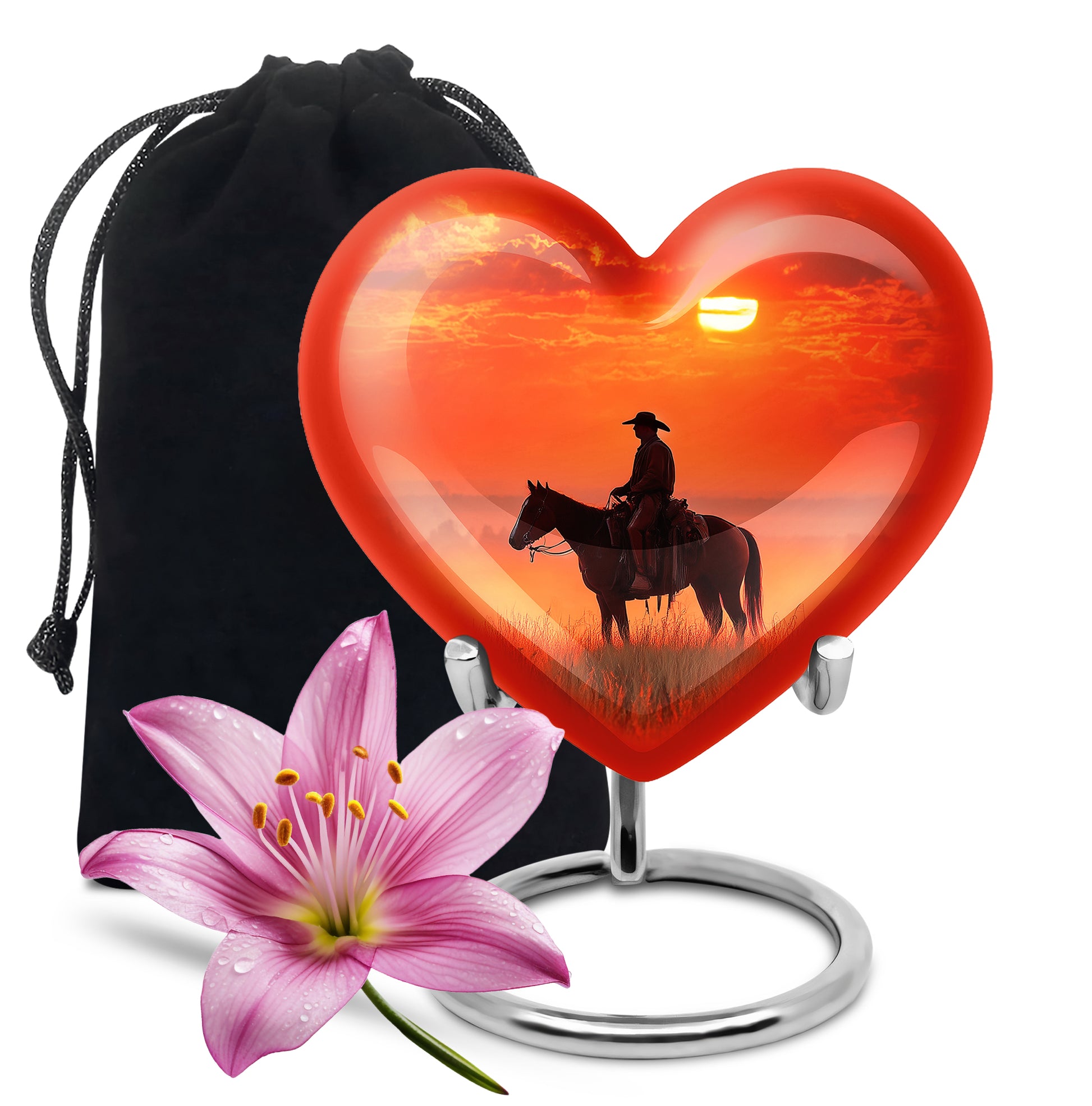 Horserider Funeral Urns - Beautiful Sunrise Container For Human Ashes
