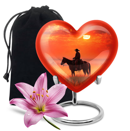 Horserider Funeral Urns - Beautiful Sunrise Container For Human Ashes