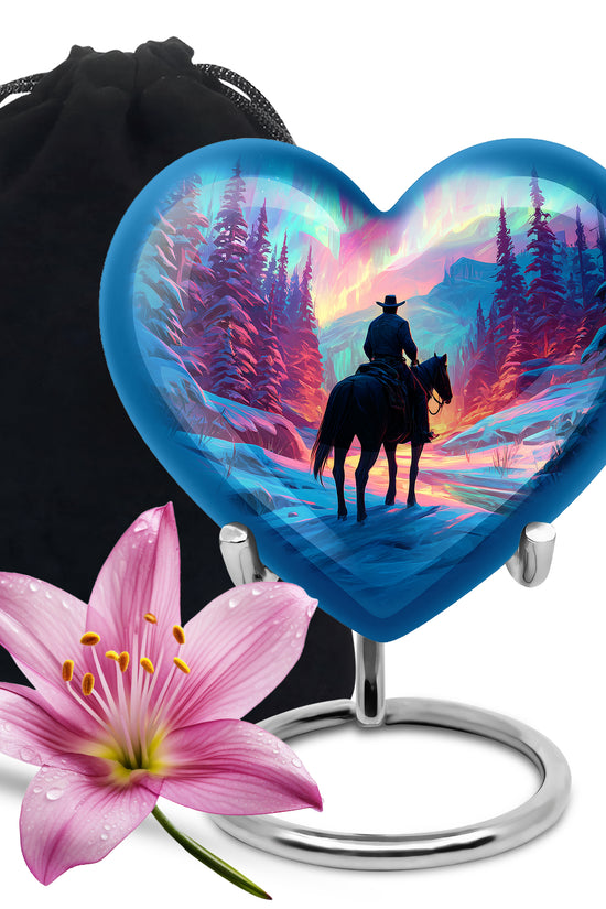 Colorful Cowboy Landscape Funeral Urn - Artistic Cowboy Cremation Urn For Men