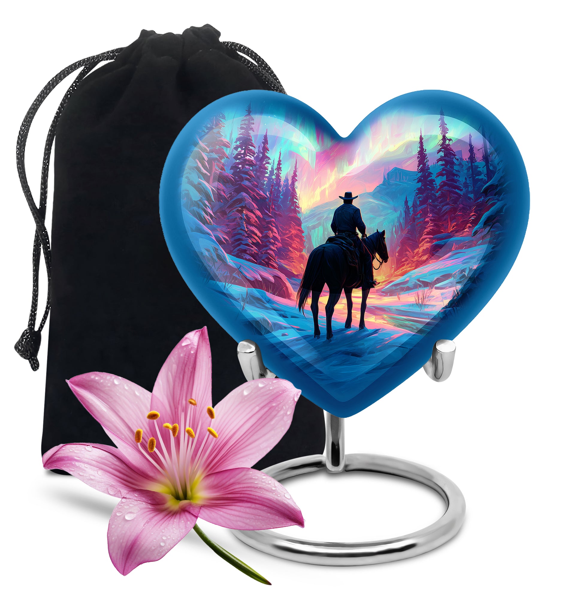 Colorful Cowboy Landscape Funeral Urn - Artistic Cowboy Cremation Urn For Men