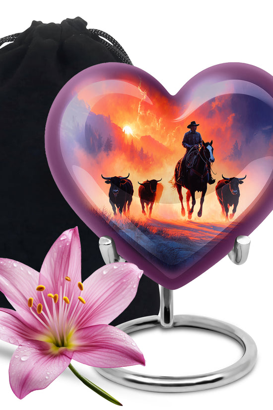 Cowboy Cremation Urns For Ashes - Sunset Memorial Urns For Pet Ashes