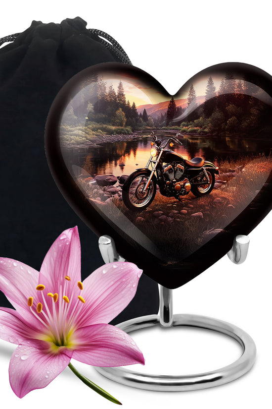 Flaming Motorcycle Urn - Biker Cremation Urn For Human Ashes