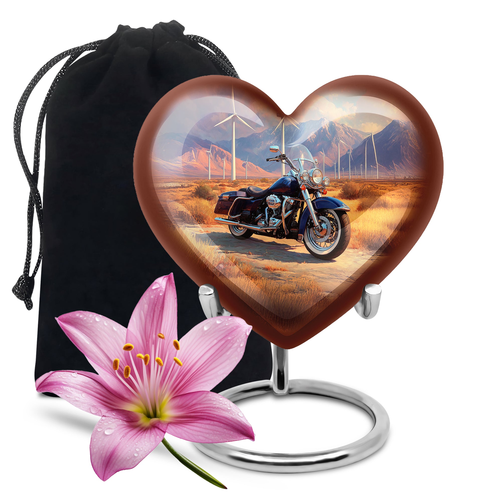Scenic Motorcycle Memorial Urn - Windmill Valley Funeral Urn For Human Ashes