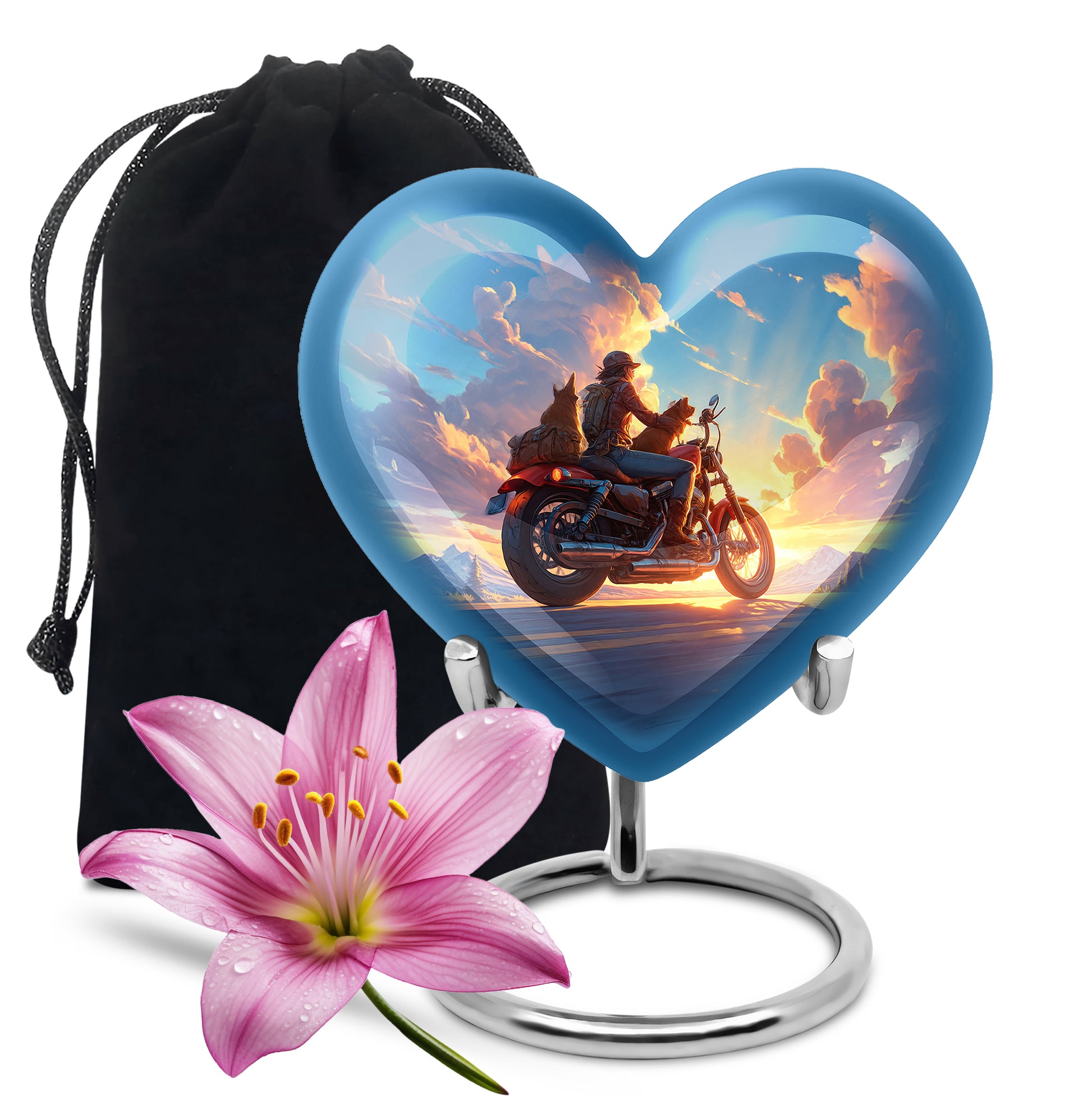 Sunset Bike Ride Memorial Urn - Beautiful Mountain Funeral Urn For Men