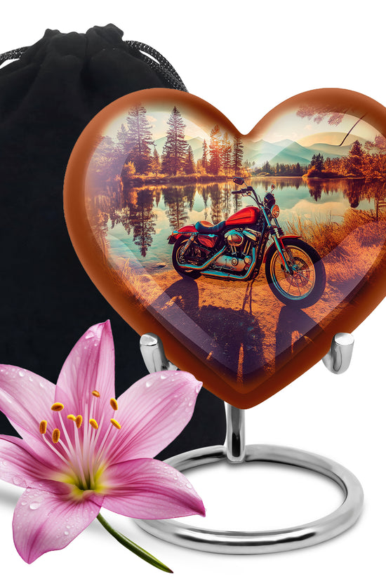 Mountain Lake Bike Funeral Urn - Cremation Urn For Adult Ashes