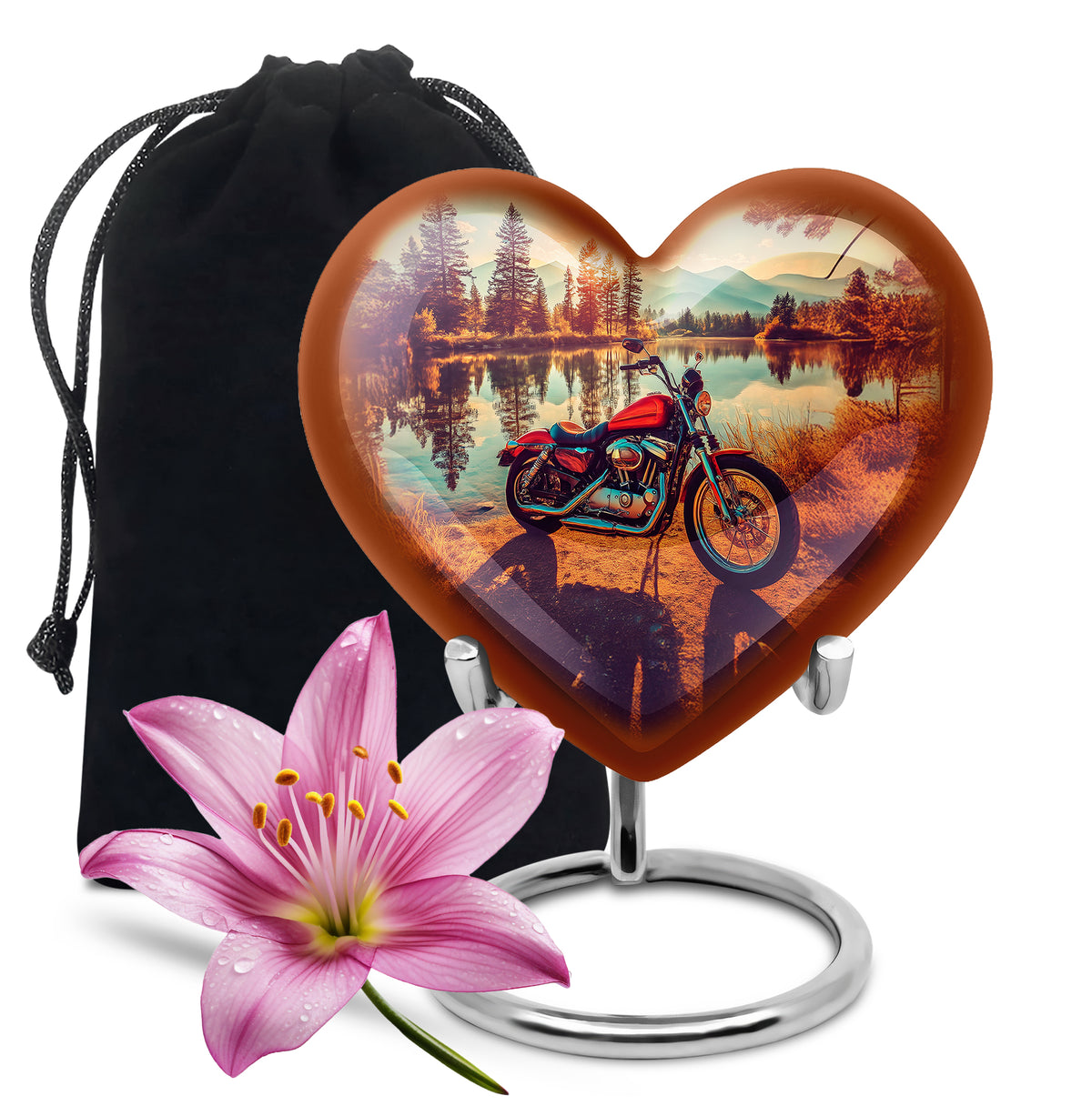 Mountain Lake Bike Funeral Urn - Cremation Urn For Adult Ashes