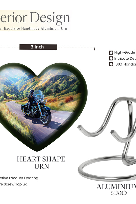 Powder Blue Bike Cremation Urn front view showing detailed design - heart-shaped bike design symbolizing eternal love - mini keepsake memorial for portion of cremation ashes