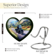 Powder Blue Bike Cremation Urn front view showing detailed design - heart-shaped bike design symbolizing eternal love - mini keepsake memorial for portion of cremation ashes