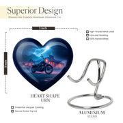 Dusty Blue Bike Cremation Urn front view showing detailed design - heart-shaped bike design symbolizing eternal love - mini keepsake memorial for portion of cremation ashes