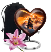 Harvest Gold Bike Cremation Urn detail view - compassionate heart-bike combination with gentle curves - full-size 10 inch 200 cubic inch adult cremation urn