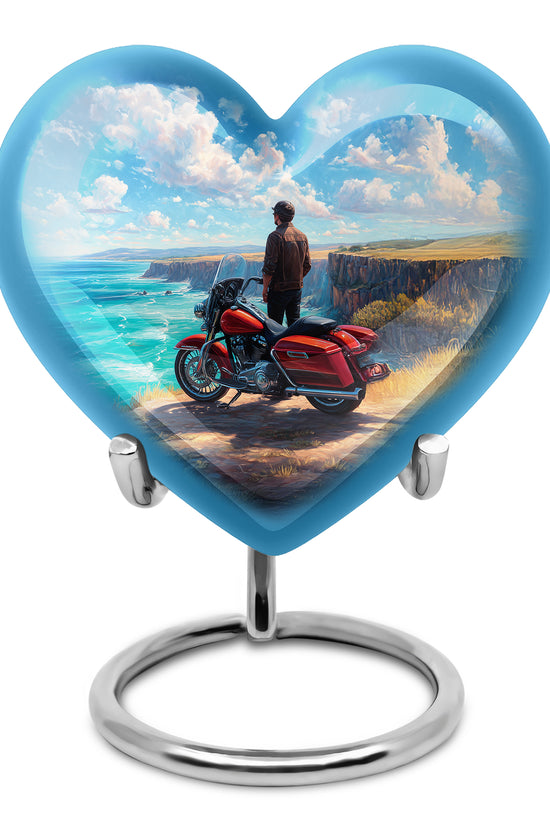 Everlasting Blue Bike Commemoration Urn for Human Ashes - 10-inch, 200 cu in - Karyliz