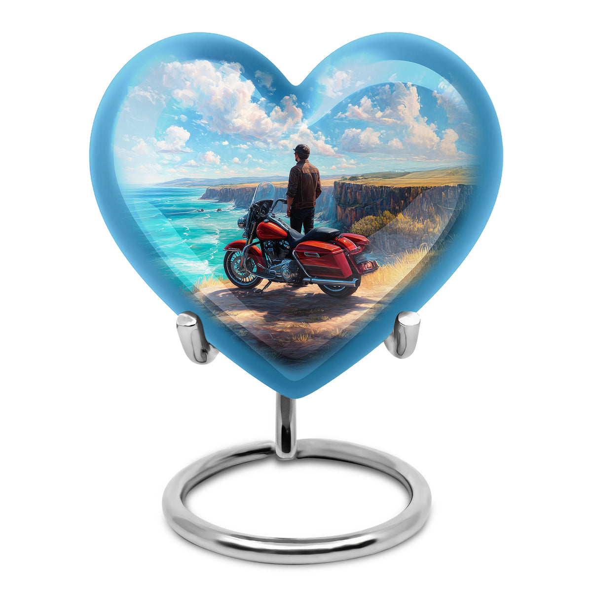 Everlasting Blue Bike Commemoration Urn for Human Ashes - 10-inch, 200 cu in - Karyliz