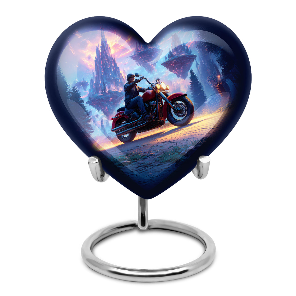Blue Resounding Bike Memorial Urn for Ashes - 10-inch, 200 cu in - Karyliz