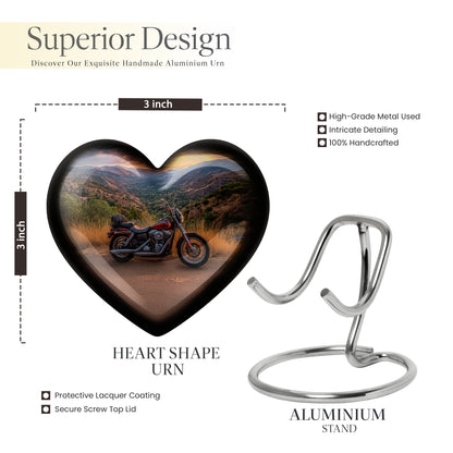 Serene Blue Bike Cremation Urn front view showing detailed design - compassionate heart-bike combination with gentle curves - mini keepsake memorial for portion of cremation ashes