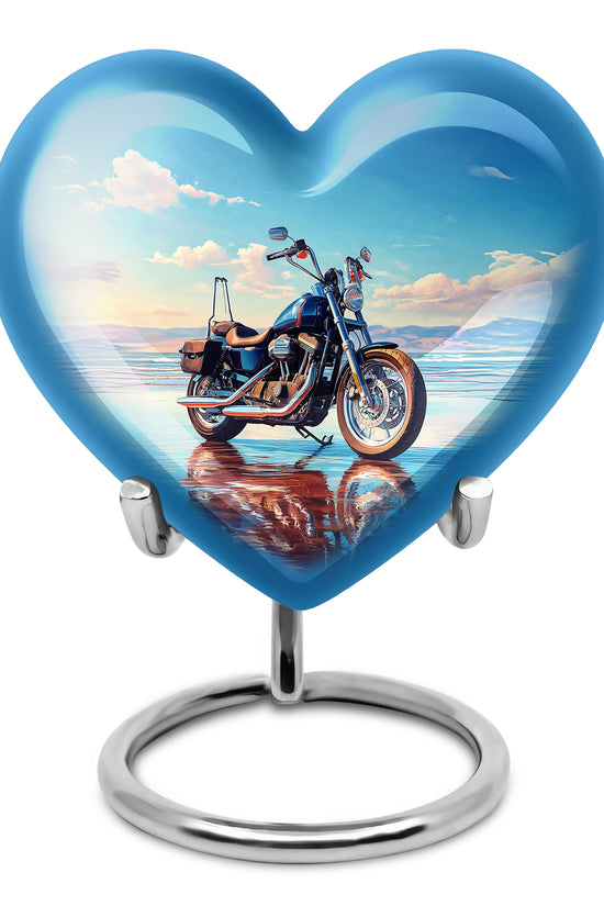 Personalized Blue Revered Bike Cremation Urns for Human Ashes - 10-inch, 200 cu in - Karyliz