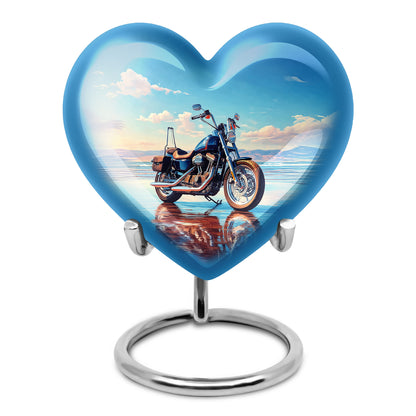 Personalized Blue Revered Bike Cremation Urns for Human Ashes - 10-inch, 200 cu in - Karyliz