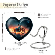 Navy Blue Bike Cremation Urn front view showing detailed design - heart-shaped bike design symbolizing eternal love - mini keepsake memorial for portion of cremation ashes