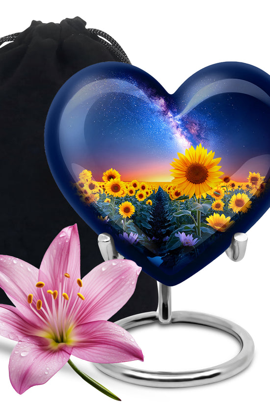 Sunflower Cremation Urn - Night Sky Beautiful Urn For Human Ashes