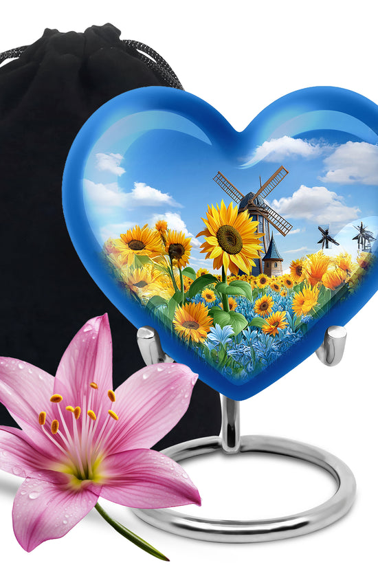 Sunflower Garden Funeral Urn - Blue Sky Memorial Urn For Adult Male & Female Ashes