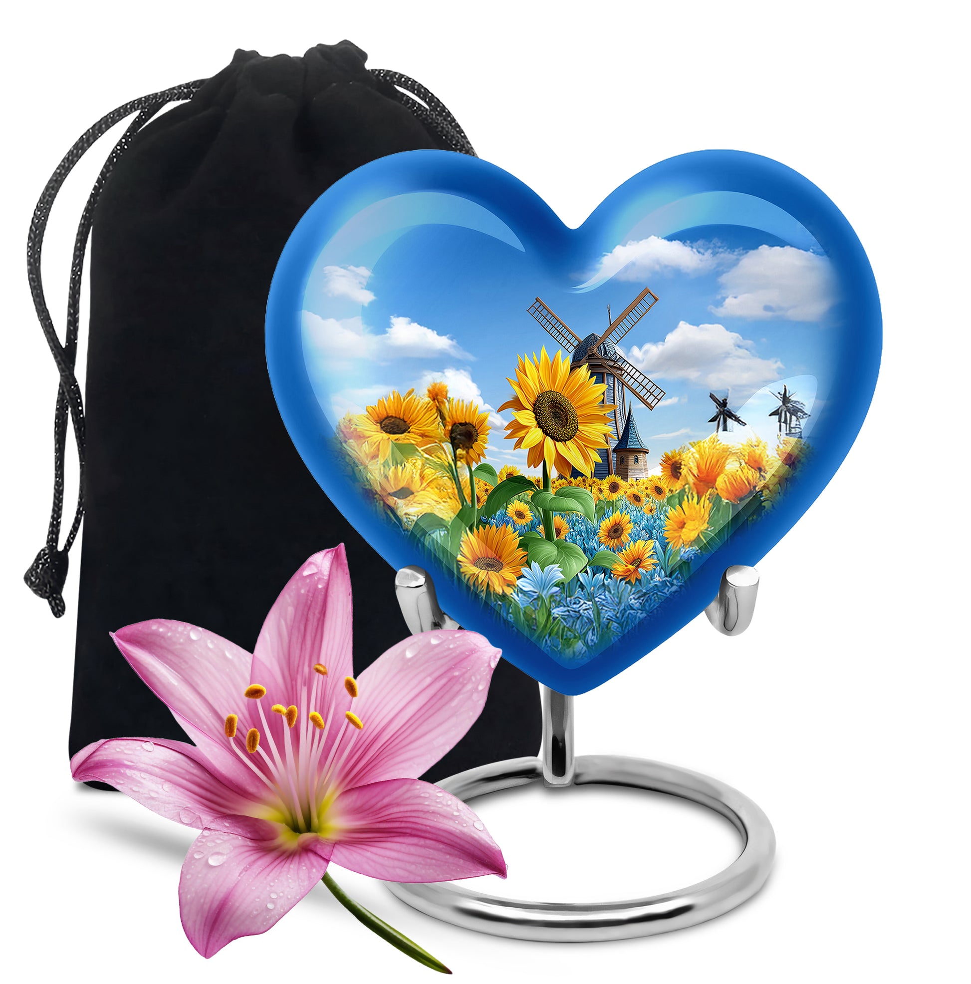Sunflower Garden Funeral Urn - Blue Sky Memorial Urn For Adult Male & Female Ashes