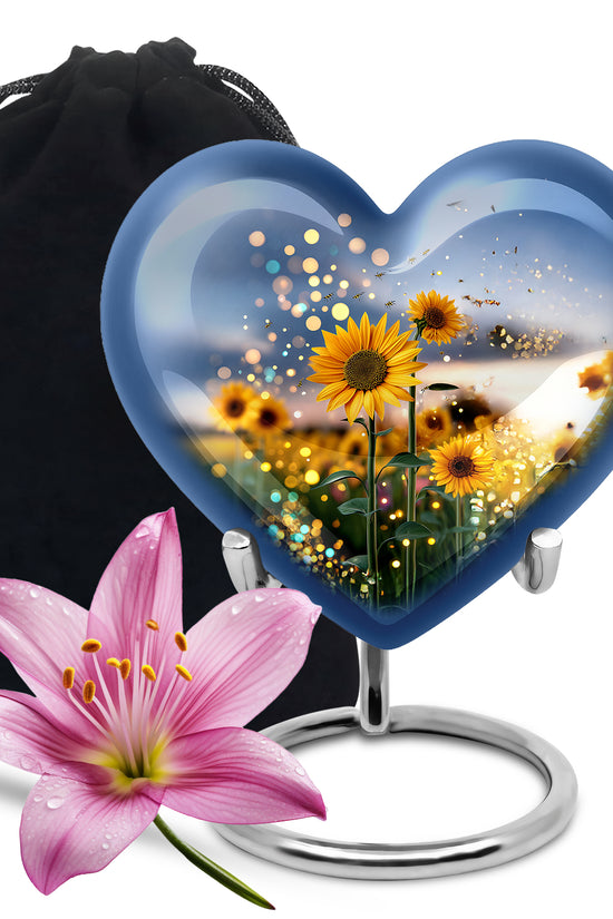 Sparkling Sunflower Field Urn - Decorative Cremation Urn For Loved Ones