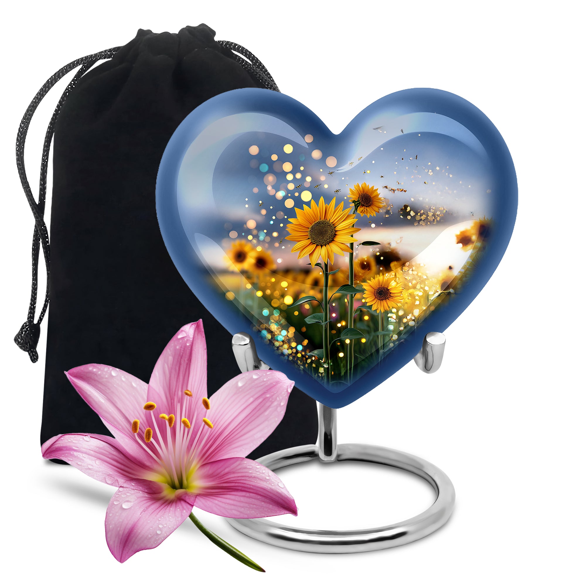 Sparkling Sunflower Field Urn - Decorative Cremation Urn For Loved Ones
