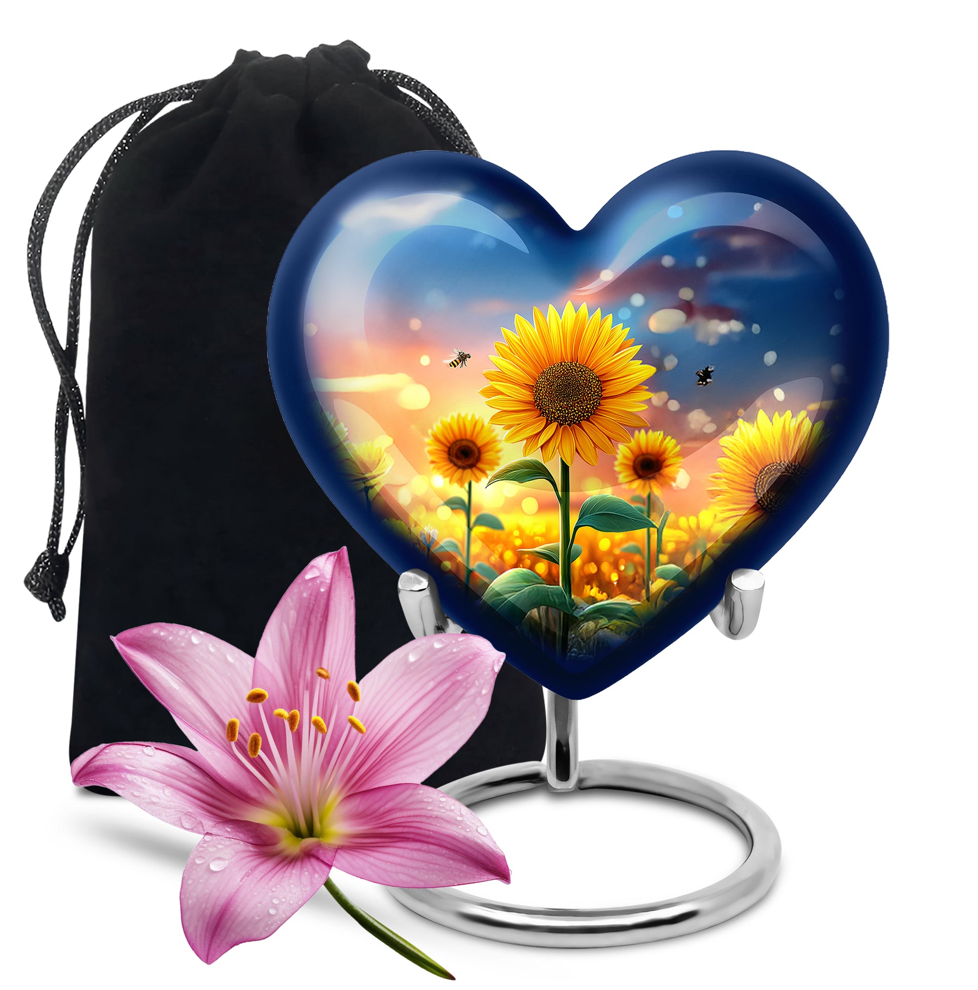 Sunflower Garden Bee Urn - Artistic Memorial Urn For Ashes