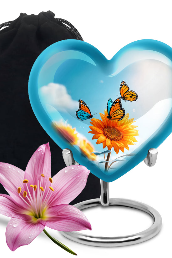 Sunflower Sky Garden Urn - Butterfly Funeral Urn For Adults Ashes