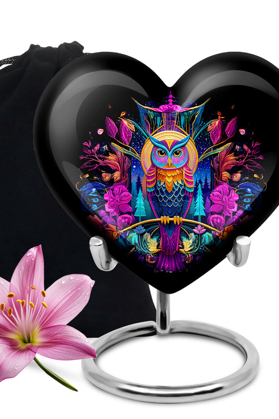 Colorful Owl Memorial Urn - Artistic Cremation Urn For Ashes