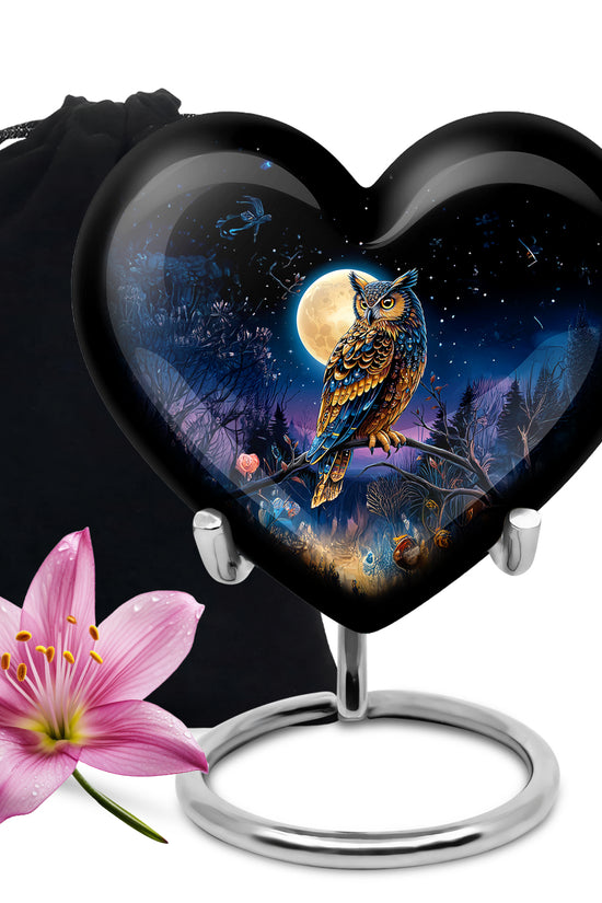 Beautiful Moonlight Cremation Urn - Night Owl Memorial Urn For Adults
