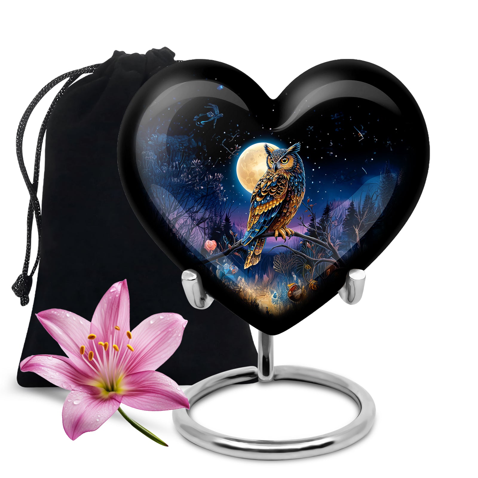 Beautiful Moonlight Cremation Urn - Night Owl Memorial Urn For Adults