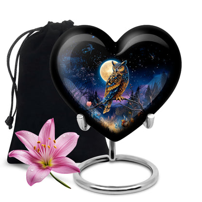 Beautiful Moonlight Cremation Urn - Night Owl Memorial Urn For Adults
