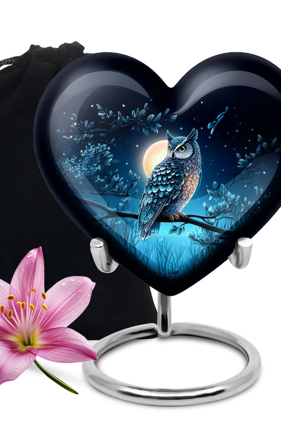 Blue Night Owl Memorial Urn - Decorative Urn For Male & Female