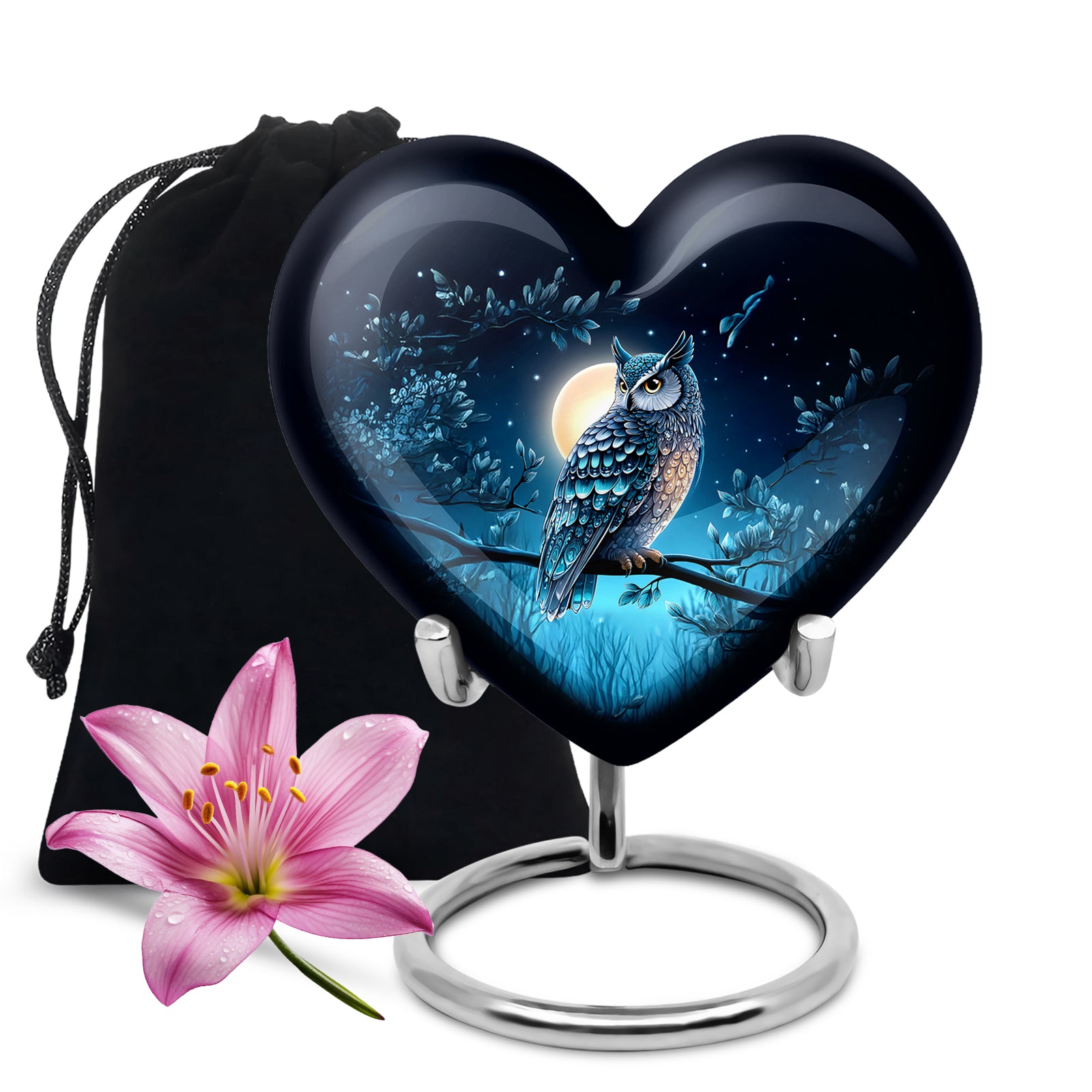 Blue Night Owl Memorial Urn - Decorative Urn For Male & Female
