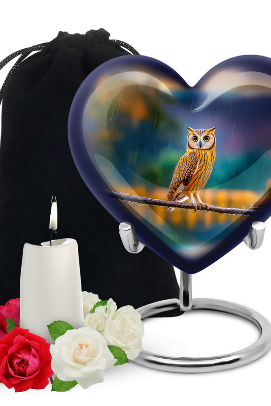 Rain Forest Owl Memorial Urn - Nature Cremation Urn For Adults