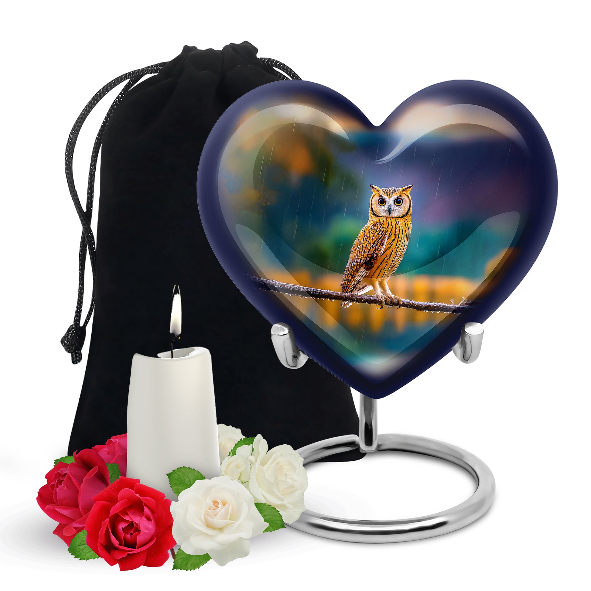 Rain Forest Owl Memorial Urn - Nature Cremation Urn For Adults
