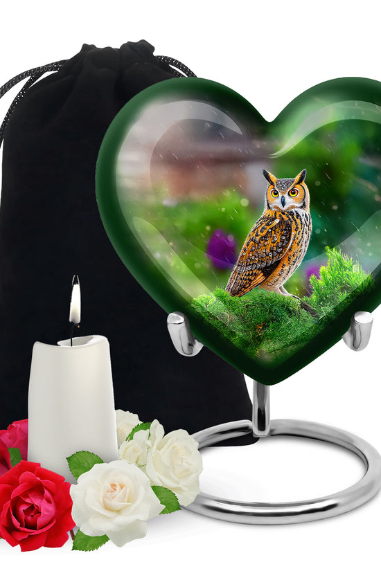 Owl Funeral Urn For Ashes - Green Nature Cremation Urn