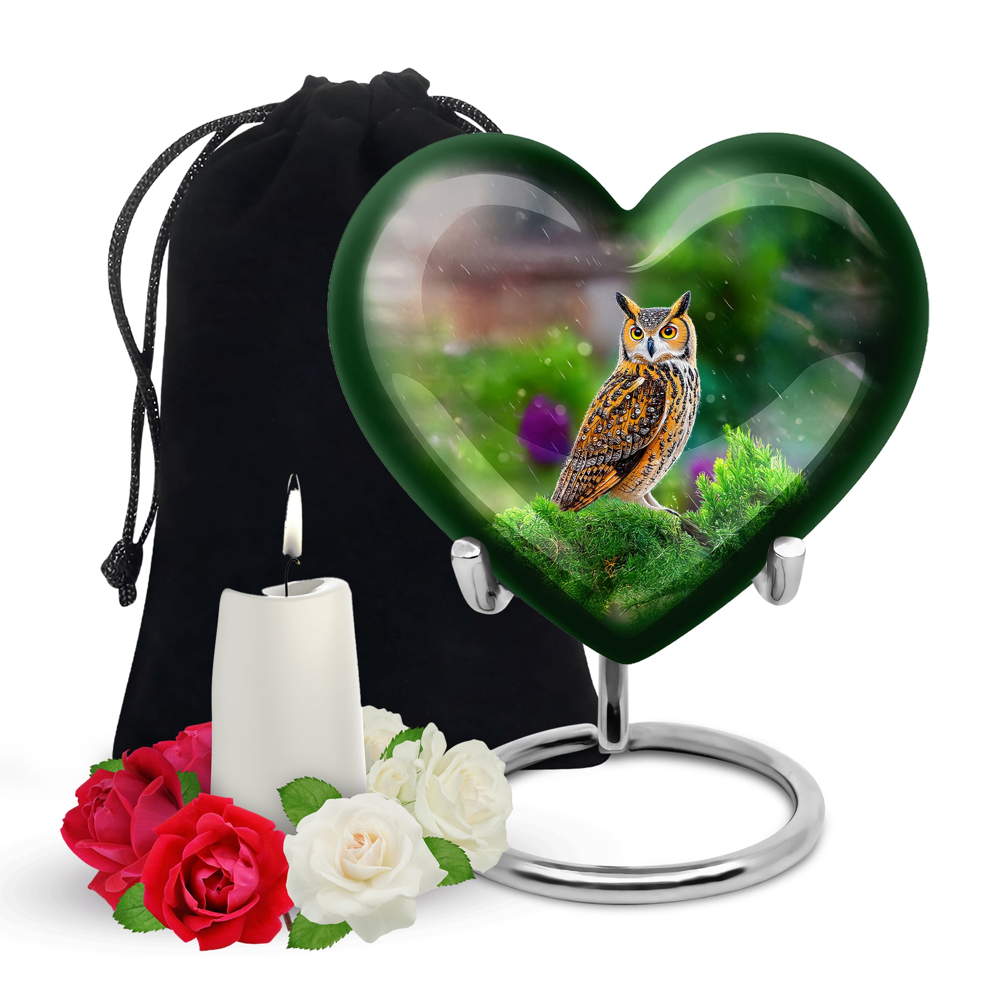 Owl Funeral Urn For Ashes - Green Nature Cremation Urn