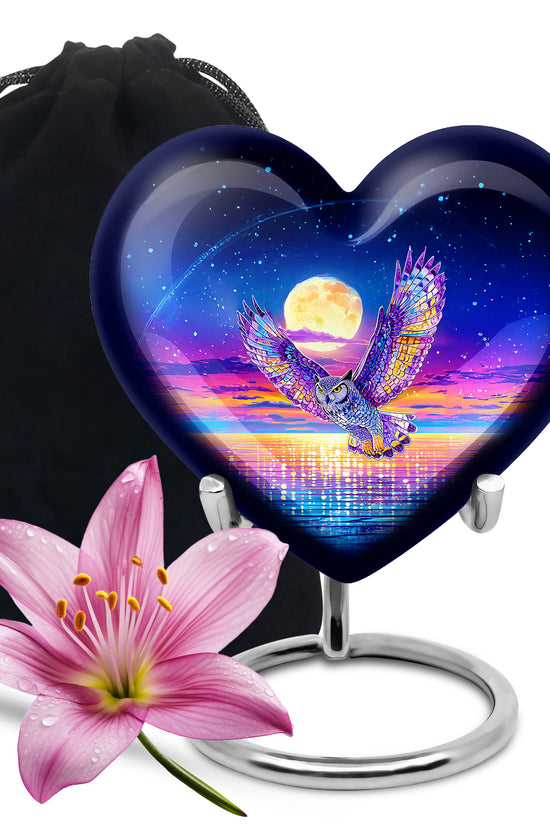 Colorful Owl Funeral Urn - Moonlight Memorial Urn For Loved Ones