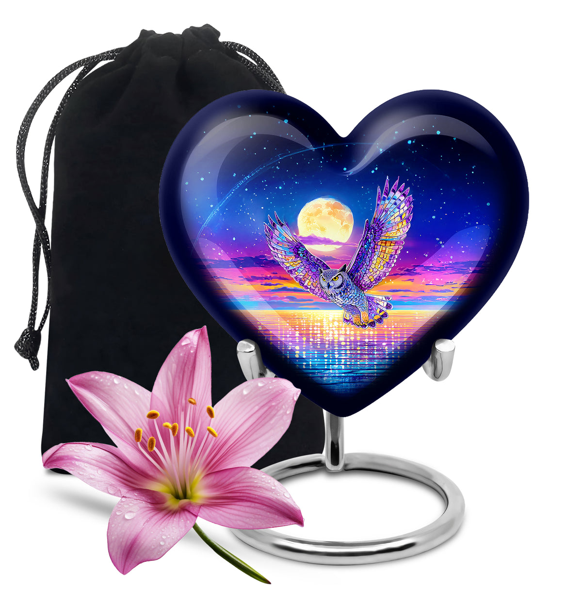 Colorful Owl Funeral Urn - Moonlight Memorial Urn For Loved Ones