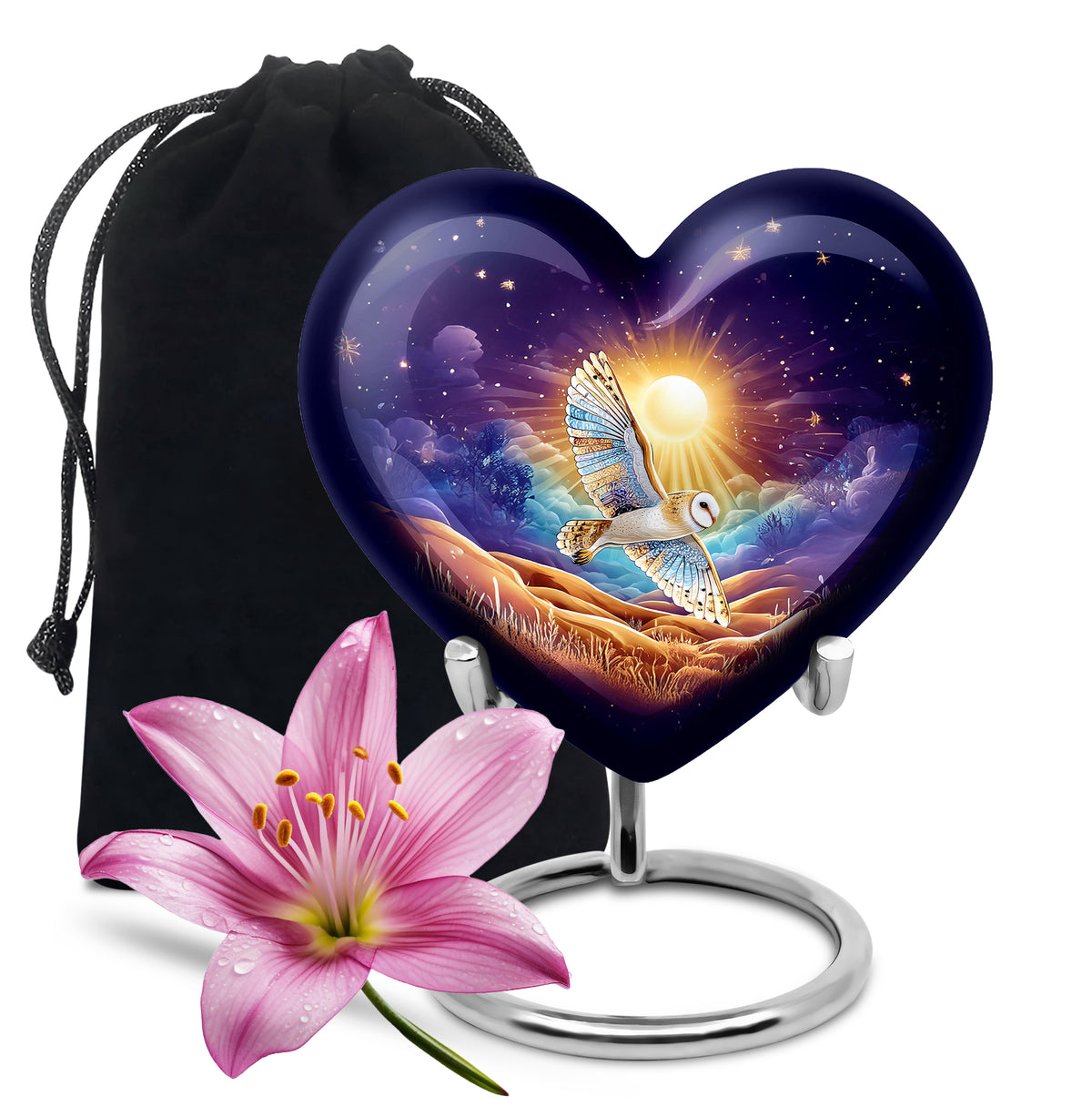 Artistic Owl Cremation Urn - Sunset Memorial Urn For Burial