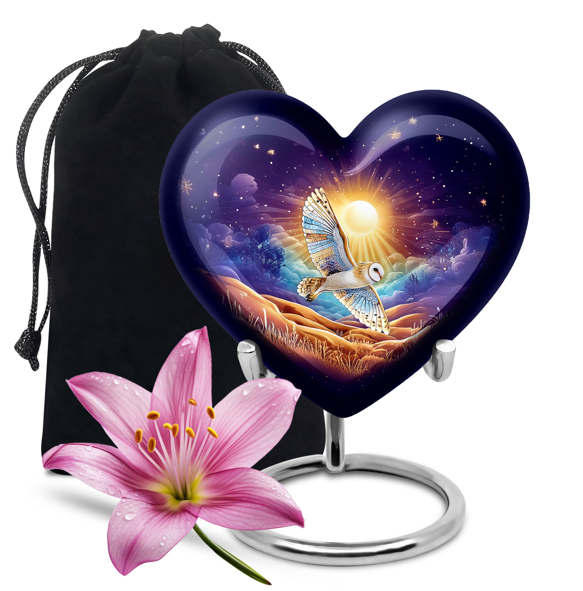 Artistic Owl Cremation Urn - Sunset Memorial Urn For Burial
