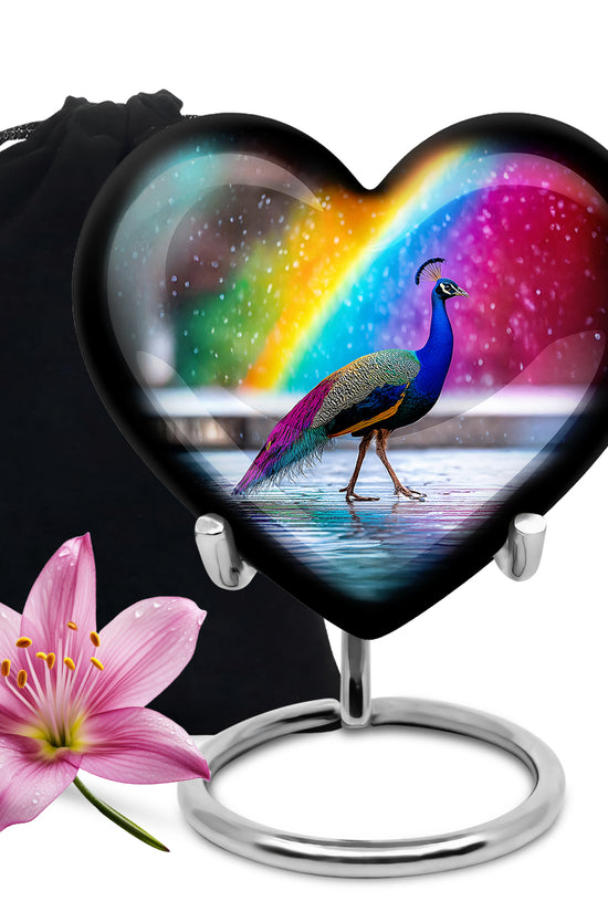 Peacock Rainbow Memorial Urn - Colorful Cremation Urn For Burial