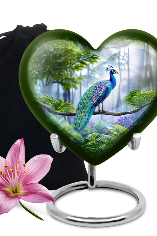 Forest Peacock Memorial Urn - Nature Cremation Urn For Human Ashes