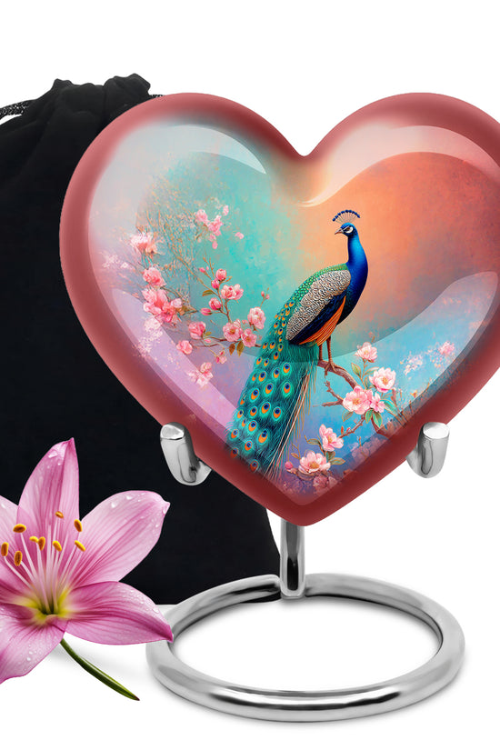 Cherry Blossom Peacock Cremation Urn - Beautiful Funeral Urn For Mom