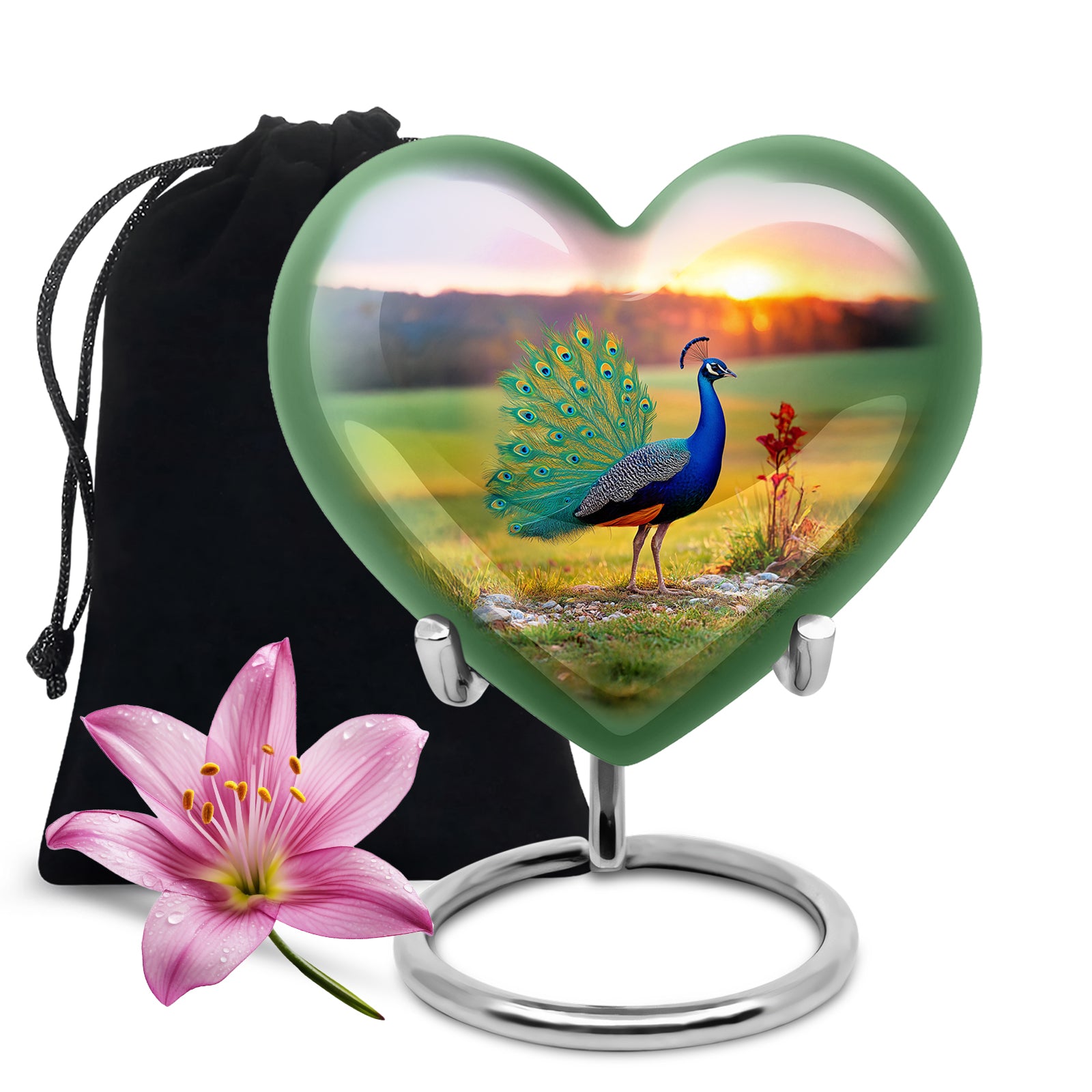 Sunset Peacock Memorial Urn - Elegant Cremation Urn For Loved Ones