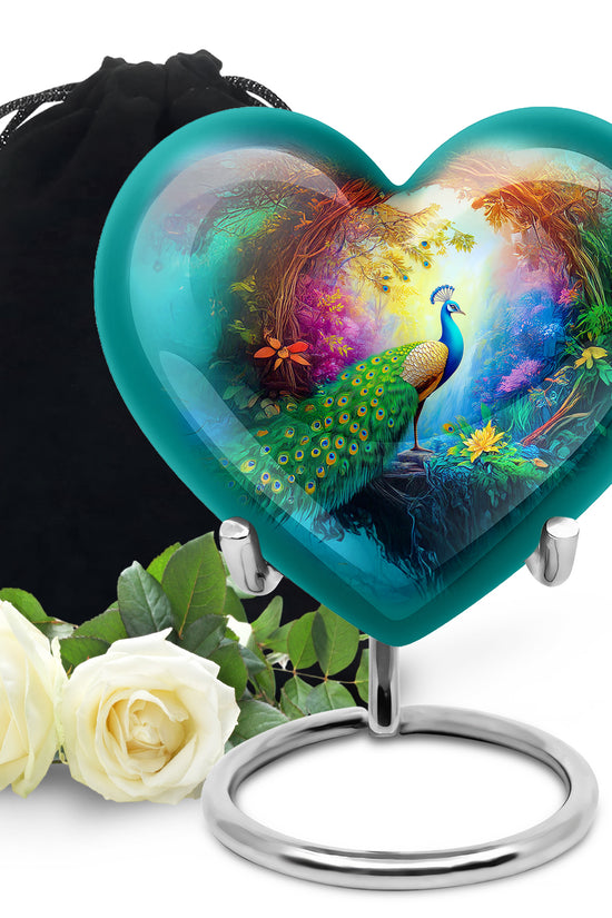 Beautiful Peacock Memorial Urn - Nature Funeral Urn For Ashes Adult