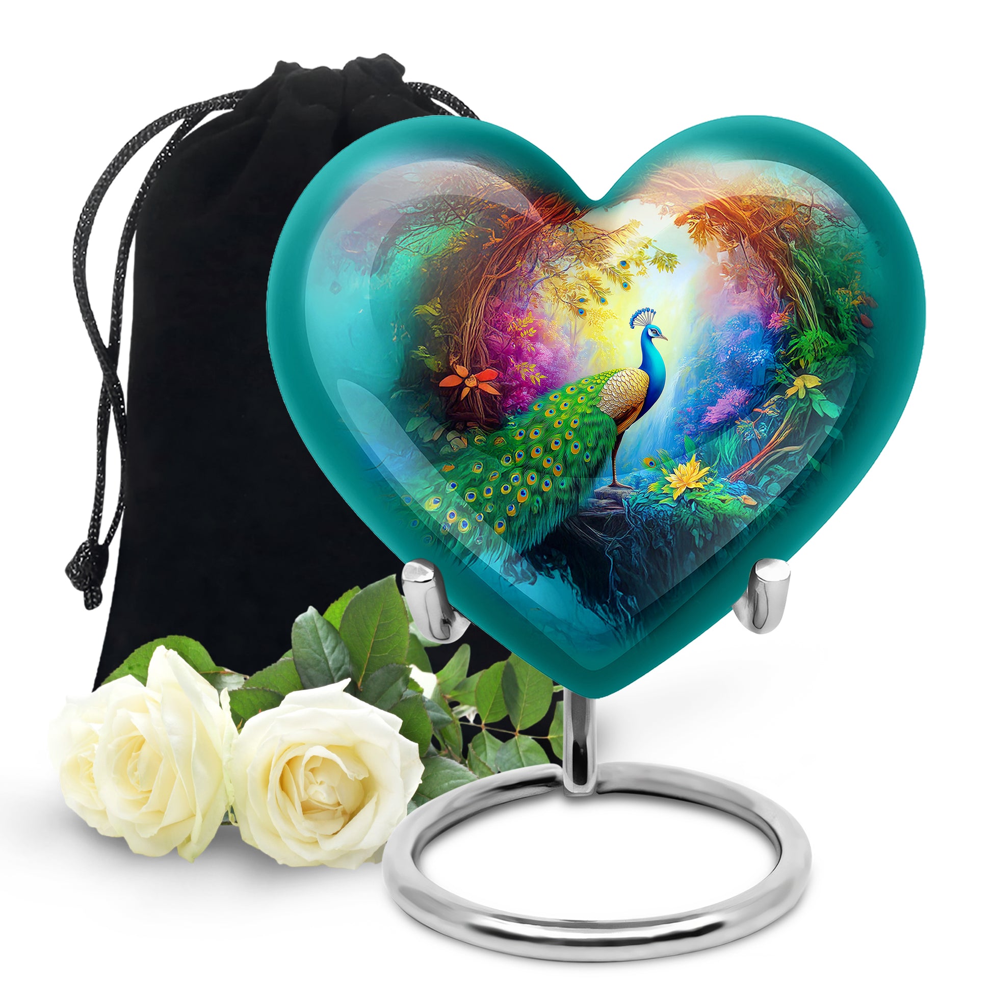 Beautiful Peacock Memorial Urn - Nature Funeral Urn For Ashes Adult